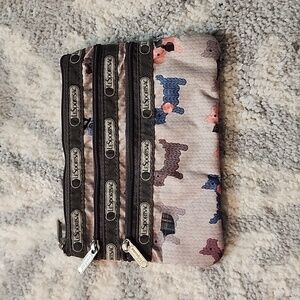 Lesportsac 3 zip Nylon Pouch Dogs
